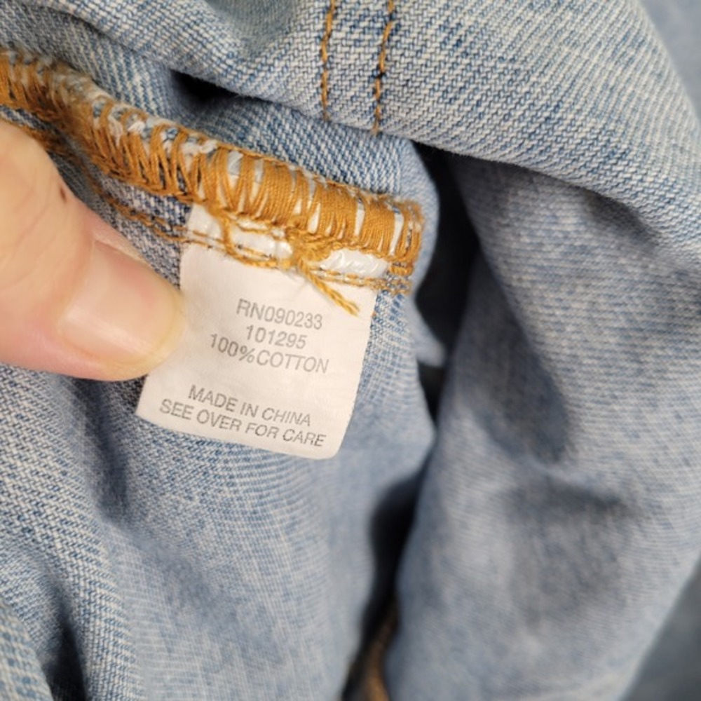 PacSun Denim Overall Dress Women L Light Wash Blue Button Front Pinafore Mini - Picture 8 of 10
